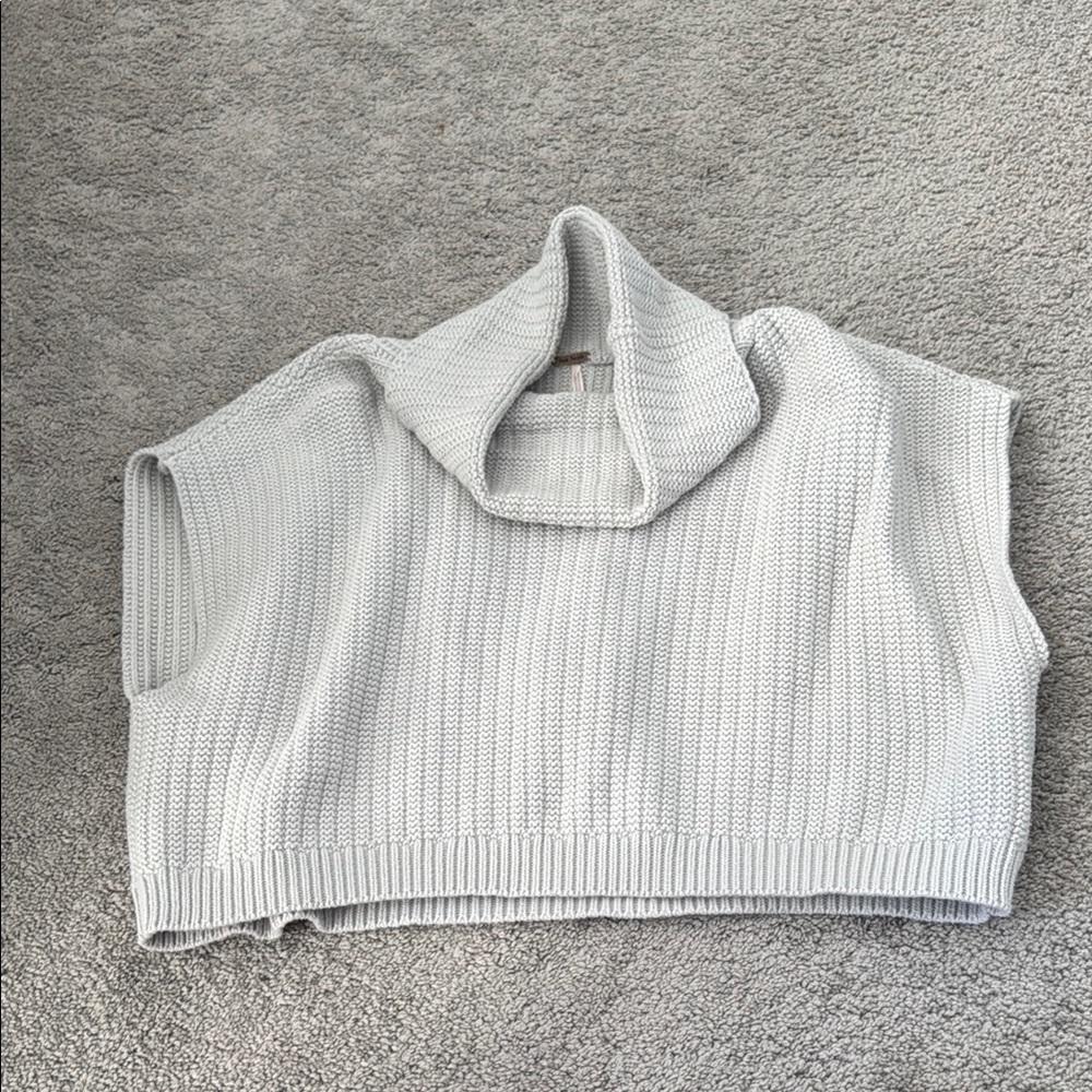 Free People Gray Blue Cowl Neck Sweater